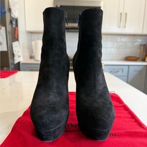 Christian Louboutin Black Suede Platform Stiletto Ankle Boots Size 39